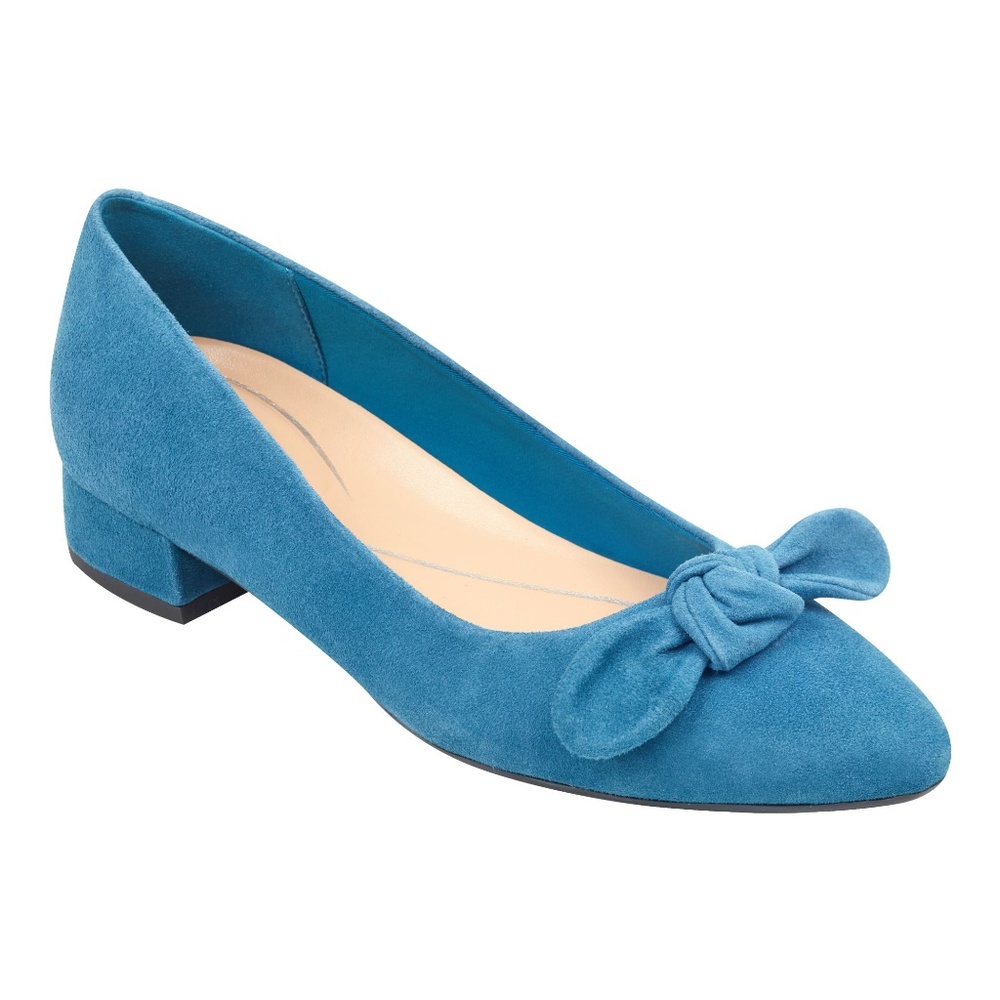 SOLD - Easy Spirit Calasee Teal Suede Bow Heels